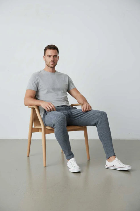 Men’s Slim-Fit Pinstripe Casual Trousers